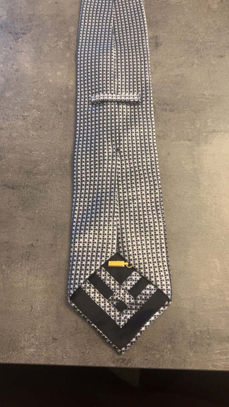 Zilli Silk Necktie Gray Black Micro Square Pattern Italy Luxury